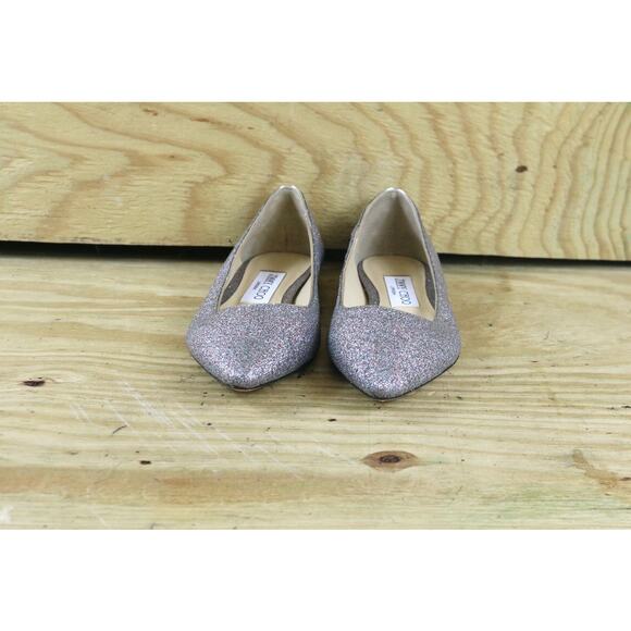 Jimmy Choo Romy Glitter Sliver Rainbow Pointed Flats Italy 36 NWOB - Picture 2 of 8